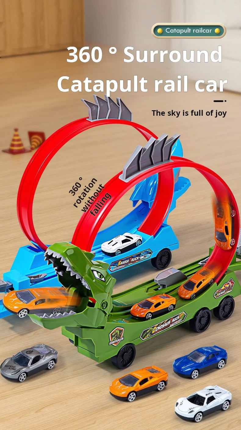 Dinosaur Track Car Sliding Railway Toy Shark  DIY Vehicles Educational Toys