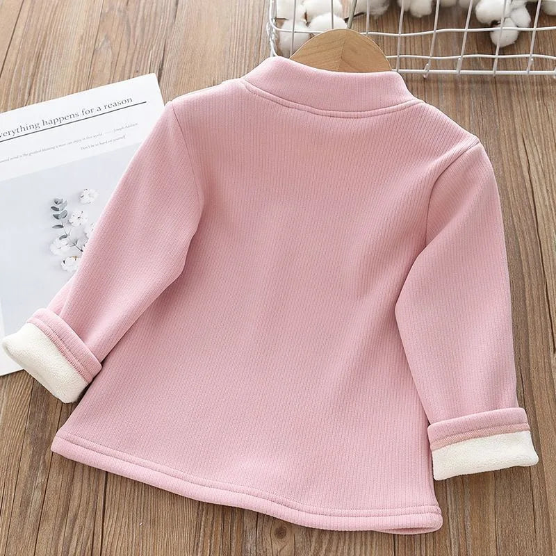 Sarah Rabbit Embroidery Velvet Long Sleeve Top