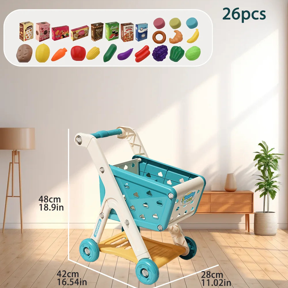 Kids Simulation Shopping Cart Toy Pretend Play Supermarket