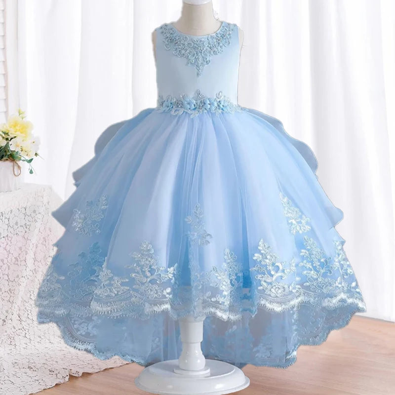 Children's Dress Girls' Open Back Lace Skirt Flower Girl Fashionable Wedding Dress