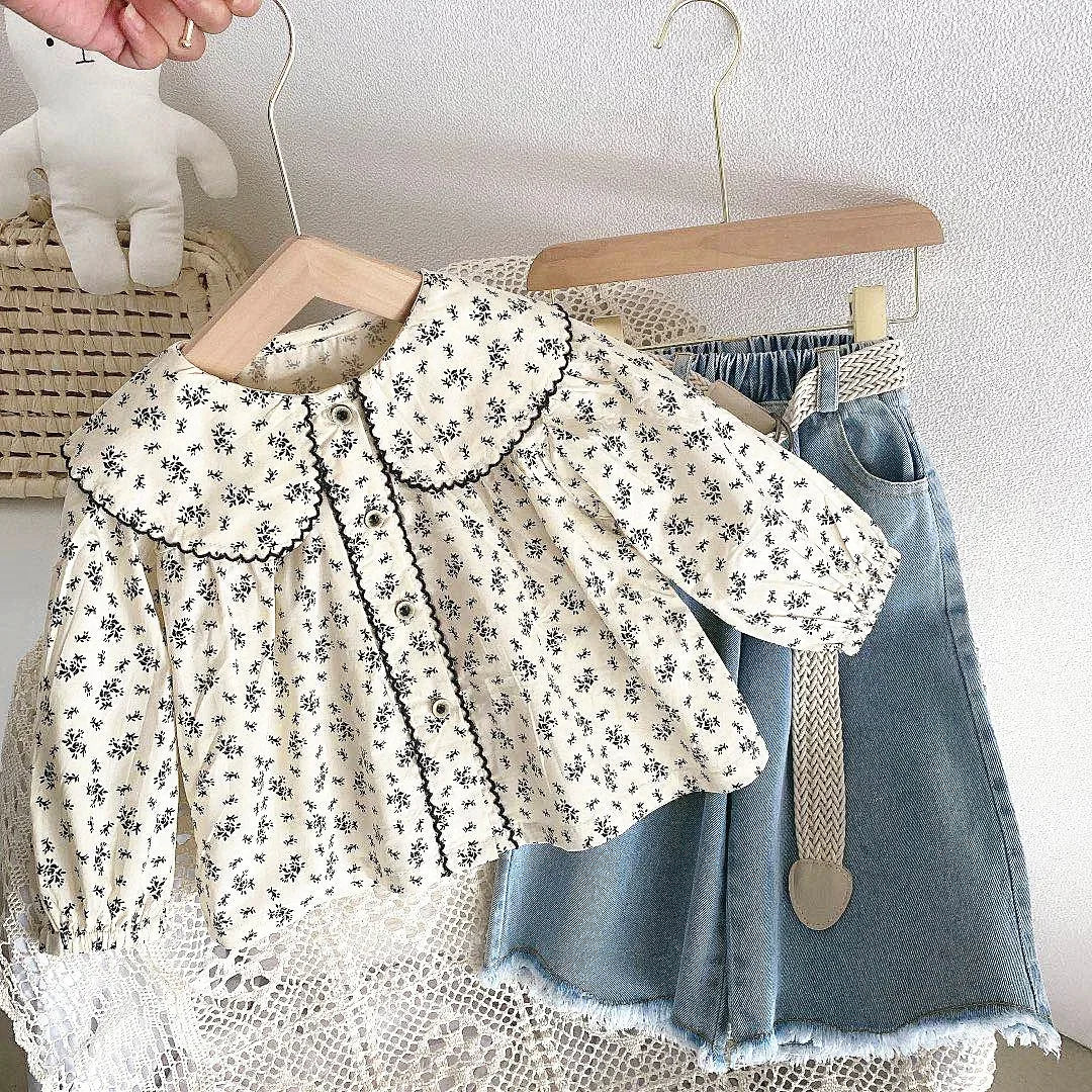 Fiona Long Sleeve Print Turn Down Collar Tops