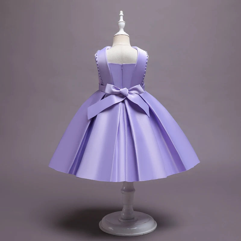 Baby Girl Bow Flower Dress 2-10 Year Children Girl Wedding Birthday Party Princess Dresses Kids Girl Gown Costume Clothing