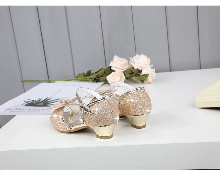 Girls Princess Shoes Summer Children High Heels Open-toe Party Wedding Toddlers Sandals