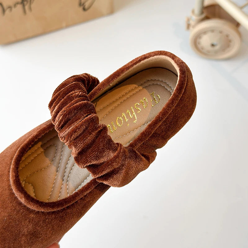 Spring Girl's Casual Shoes Round Toe Shallow Hook-loop Chic Kid's Flat Shoe Solid Colors Anti-slip Daily Comfy Children Shoe