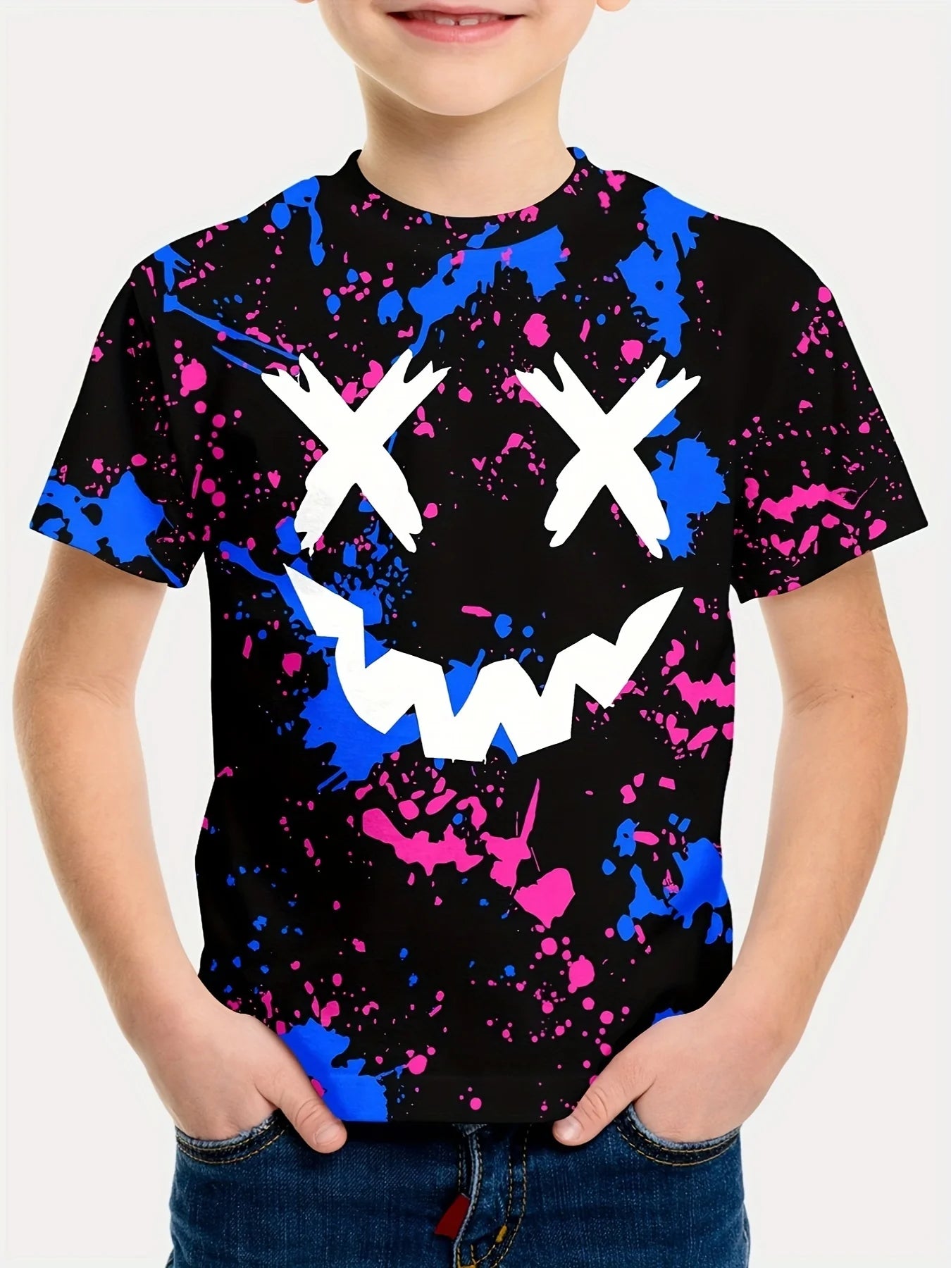 Zion Tie Dye Funny Smiling Face Print Boys T-shirts - GuGuTon baby store - Baby Fashion - Toddlers Outfits - Babies Outfits - Toddler Clothes - Kids Clothing - Newborn Clothes - Newborn Wear - Kids Wear - Trending Clothes - Trending Outfits - Fall Fashion - Winter Fashion - Girls Clothes - Boys Clothes - Babies Wear - Kids Accessories - KidsWear - Summer Clothes - Summer Fashion - Summer Trend - Falls Sweaters - Tops - Bottom - Jeans - Blouse - Dresses - Newborn Dresses - Toys