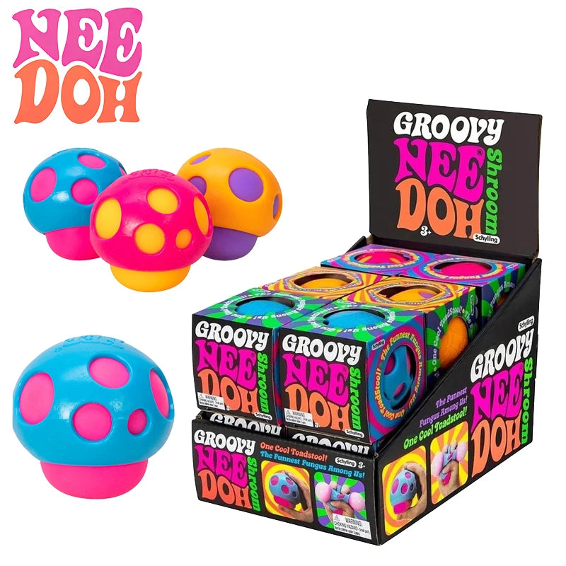 Needoh Groovy Shroom Squishy Fidget Toy Retro Mushroom Soft Stress Ball Non-toxic Anxiety Relief Calm Down Desk Accompany Toy