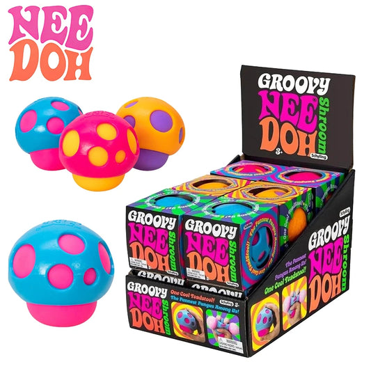 Needoh Groovy Shroom Squishy Fidget Toy Retro Mushroom Soft Stress Ball