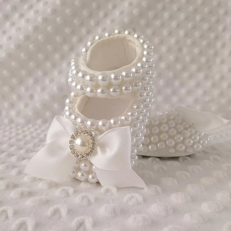 Dollbling Baby Shoes Baby Girl Shoes Wedding Party Photography First Walker Sewing Pearls