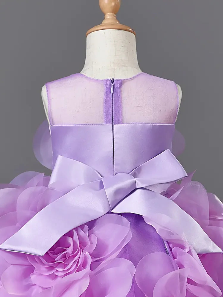 Girls Princess Dress Luxury Elegant Lilac Sleeveless Party Evening Dresses