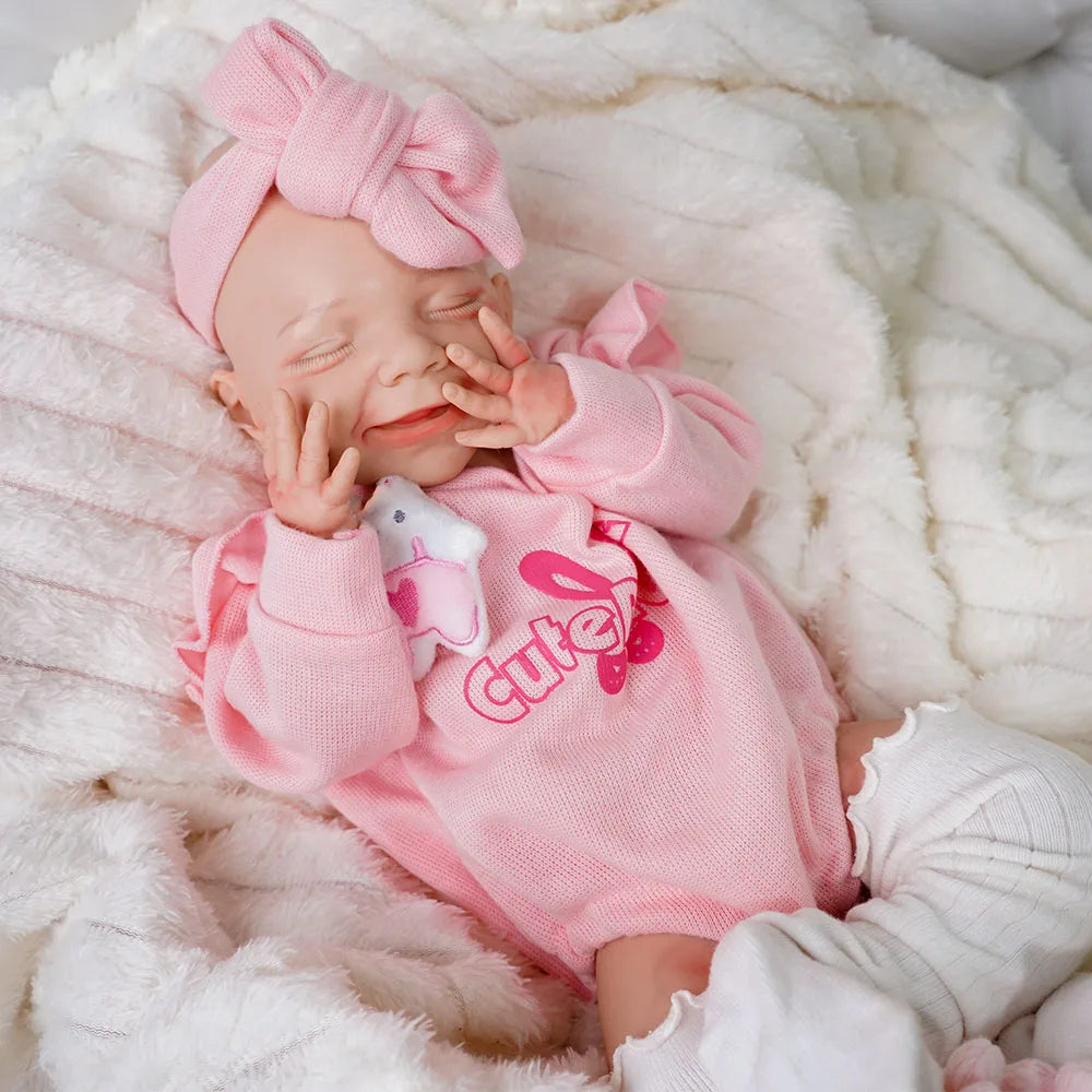 17.72INCH Big Reborn Full Body Silicone Doll Adorable Smile Newborn Baby Girl