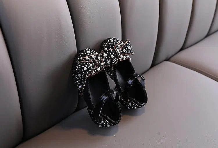 Princess Shoes for Girls Green Pink Party Wedding Luxurious Glitter 21-36 Kids Single Shoe Summer Spring Fashion Girl's Flats