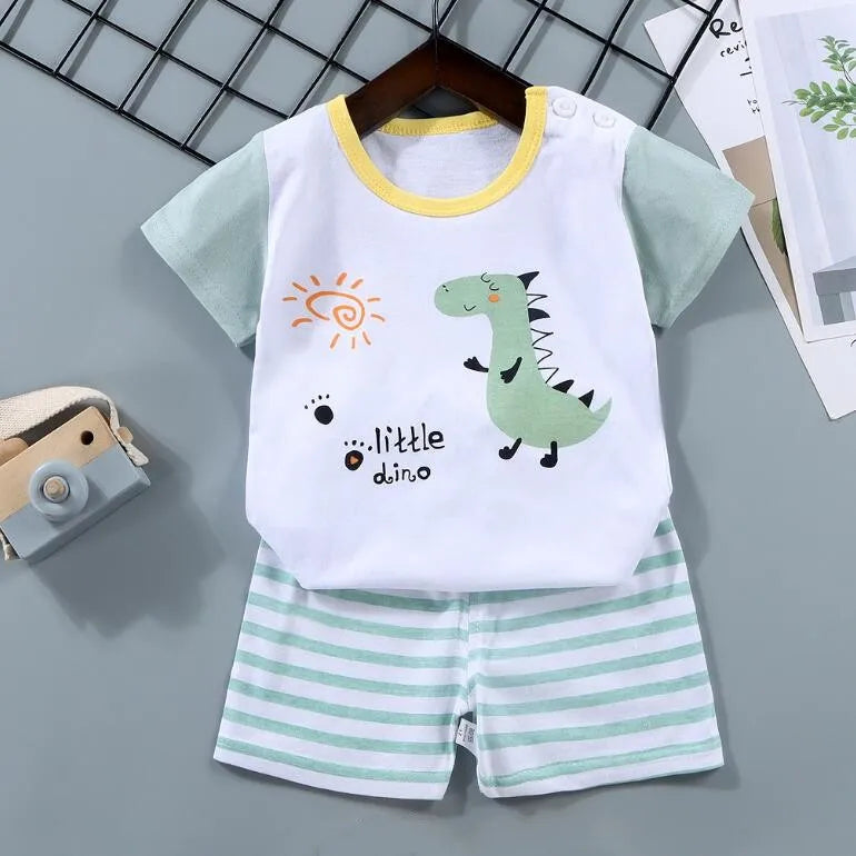Cotton Tees and Shorts Set for Boys - Cartoon Design