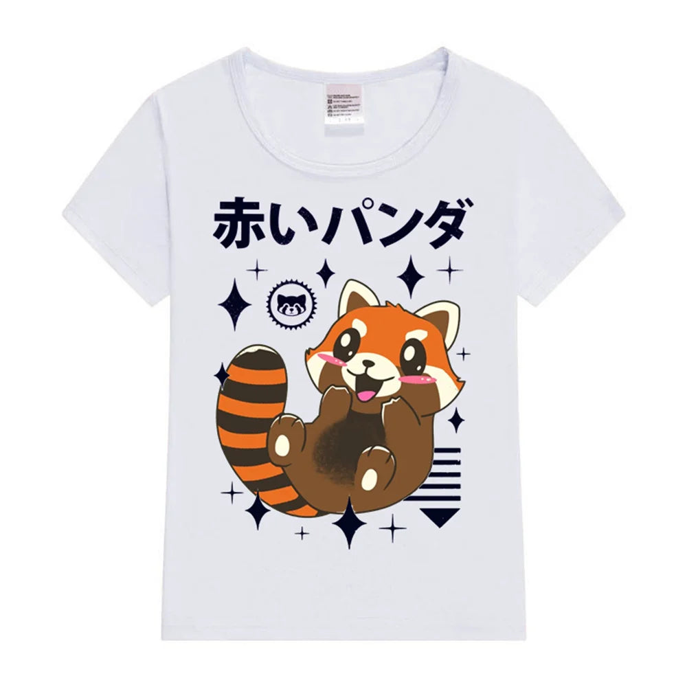 Karil Red Panda Short Sleeve O-Neck T-Shirt