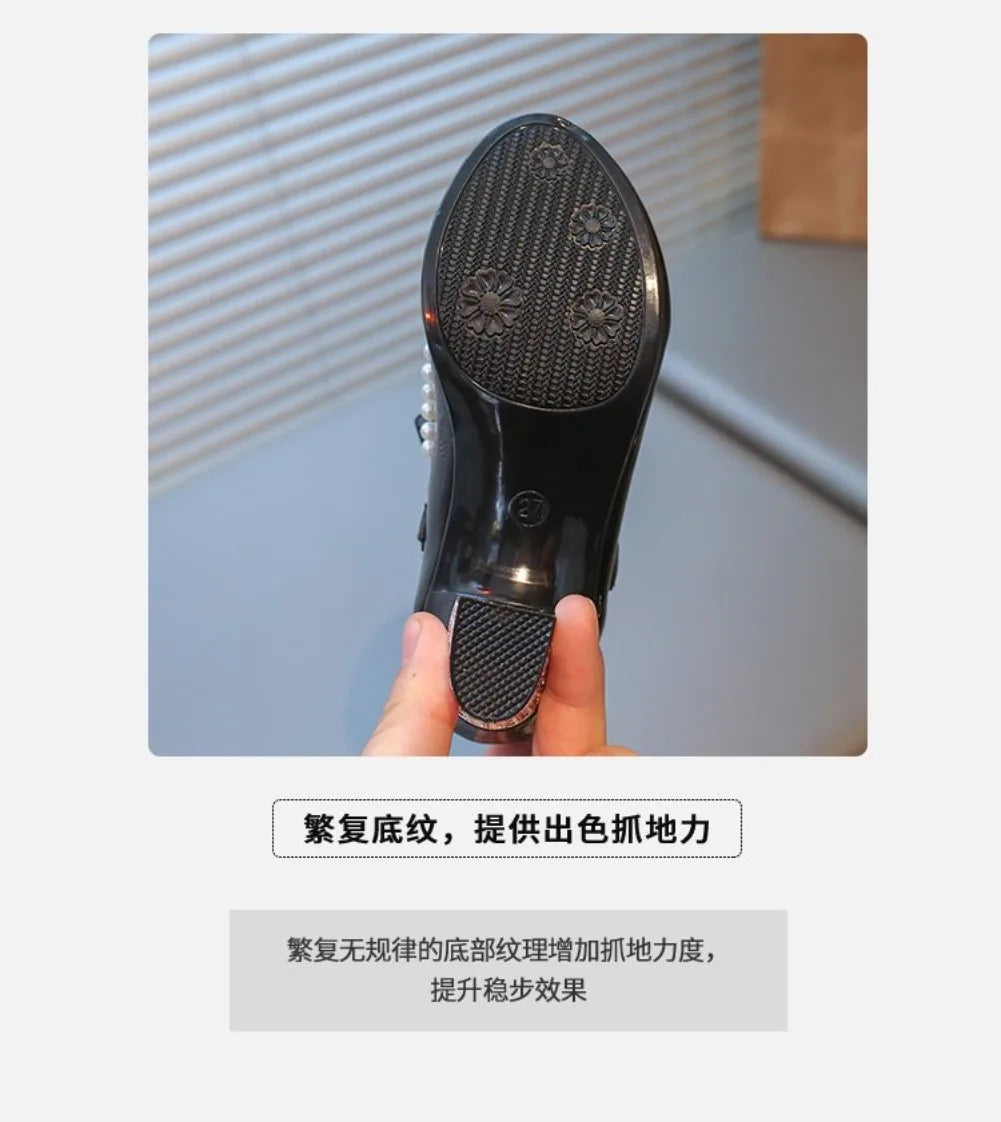 French Girl Heels Spring New Bow Girl Princess Shoes Soft Sole Girl Shoes Performance Shoe Fashion Women Shoes Туфли Для Девочки