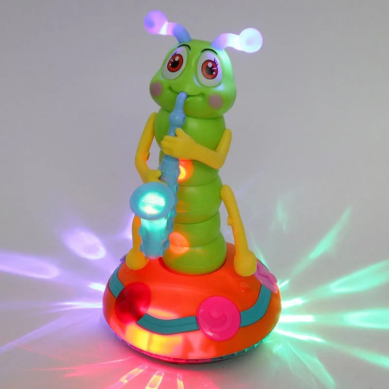 Children's LED Electric Caterpillar Saxophone Toys Wriggle Dancing Saxophone Caterpillar Light Music Early Education Toys Gift
