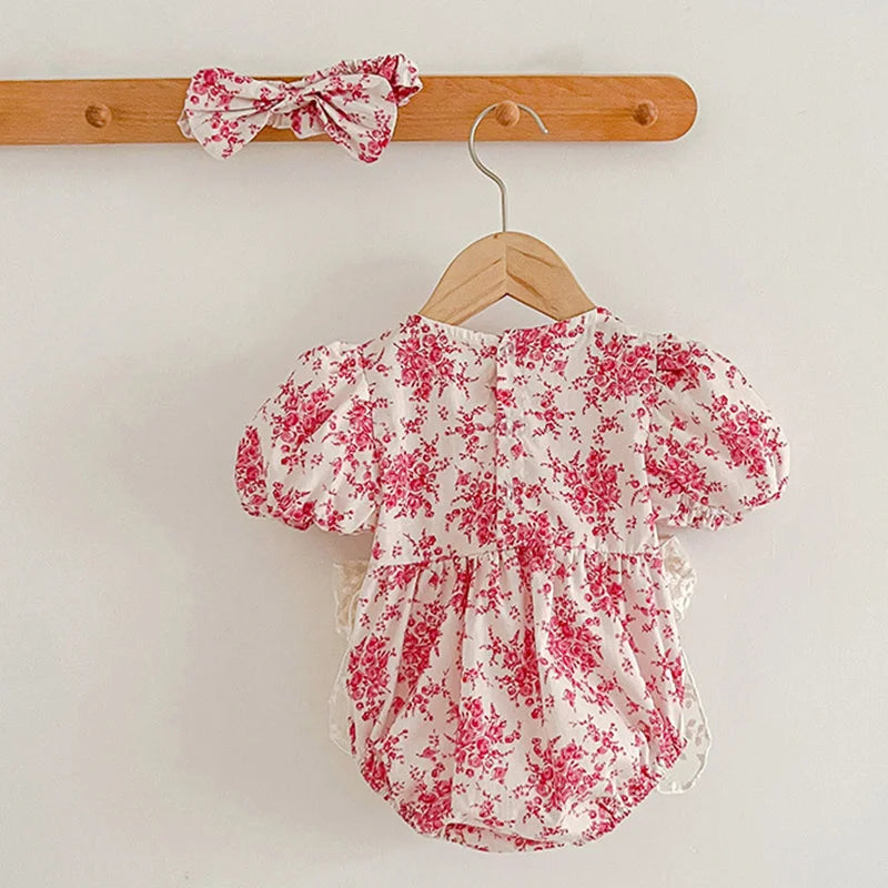 Lace Detail Floral Romper