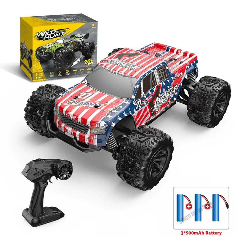 1:20 Off Road RC Car 4WD All Terrain RC Monster Truck, 2.4G High Speed with LED Light, Top Birthday Christmas Gift Toy for Boys