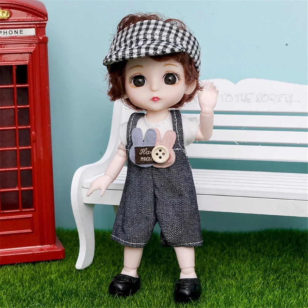 16cm 1/12 Girl Princess Doll BJD Doll with Clothes Shoes Movable 13 Joints Cute Sweet Face Child Gift DIY Dress Up Toys for Kids