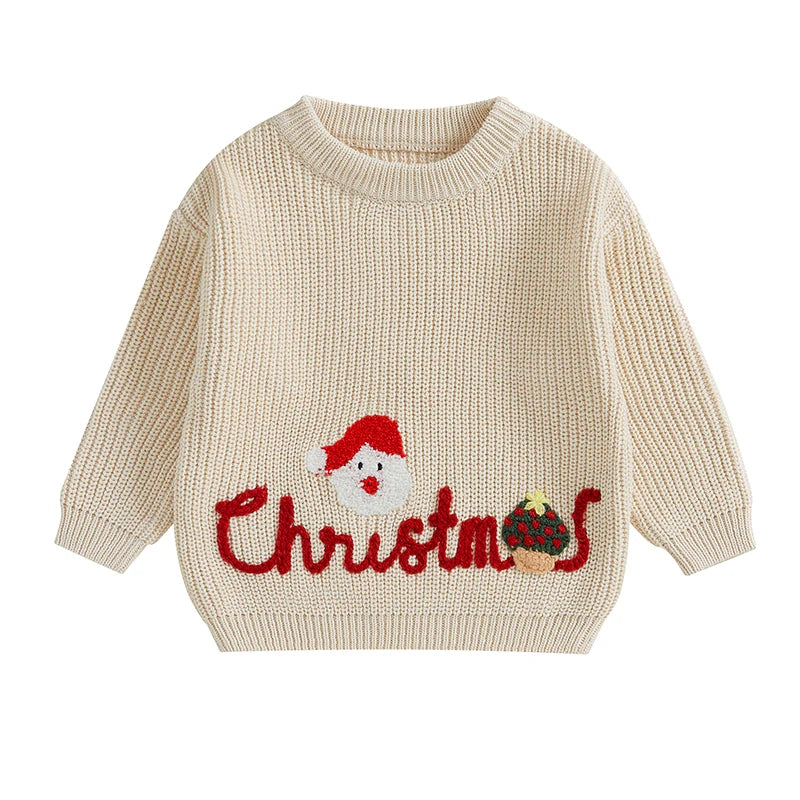 Ramiro Letter Santa Embroidery Knit Sweater - GuGuTon baby store - Baby Fashion - Toddlers Outfits - Babies Outfits - Toddler Clothes - Kids Clothing - Newborn Clothes - Newborn Wear - Kids Wear - Trending Clothes - Trending Outfits - Fall Fashion - Winter Fashion - Girls Clothes - Boys Clothes - Babies Wear - Kids Accessories - KidsWear - Summer Clothes - Summer Fashion - Summer Trend - Falls Sweaters - Tops - Bottom - Jeans - Blouse - Dresses - Newborn Dresses - Toys