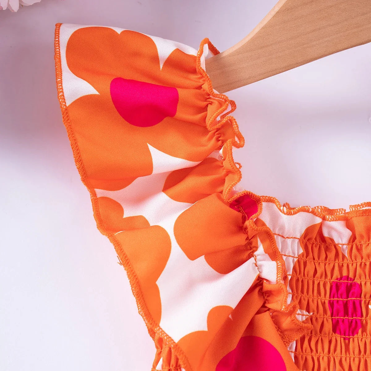 Summer Girls New Flying Sleeve Dress Floral Print Skirt