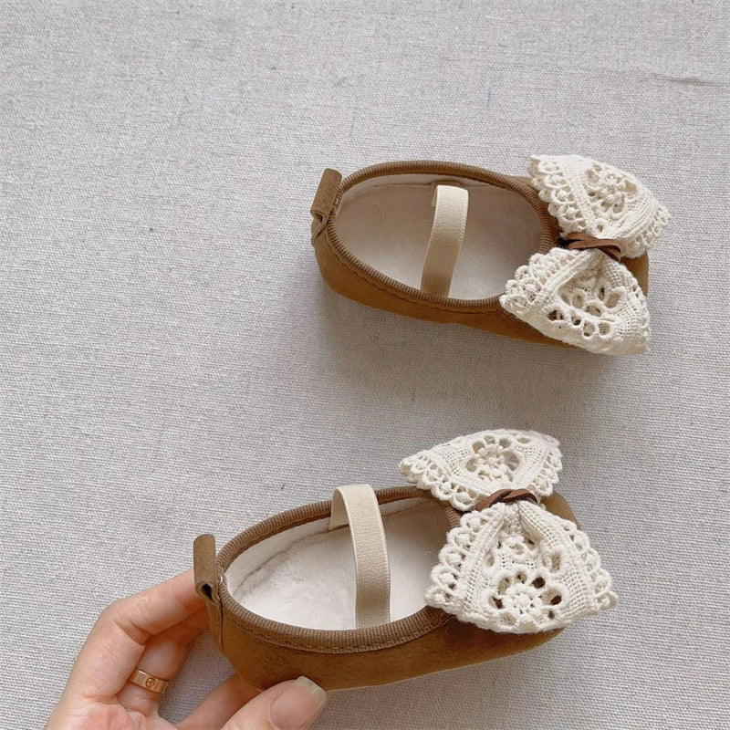 Baby Girls Shoes Autumn Winter Children Lace Bow Princess Shoes