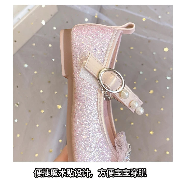Girls Princess Shoes 3-18 Years Glittering Butterfly Decoration Children's Shoes