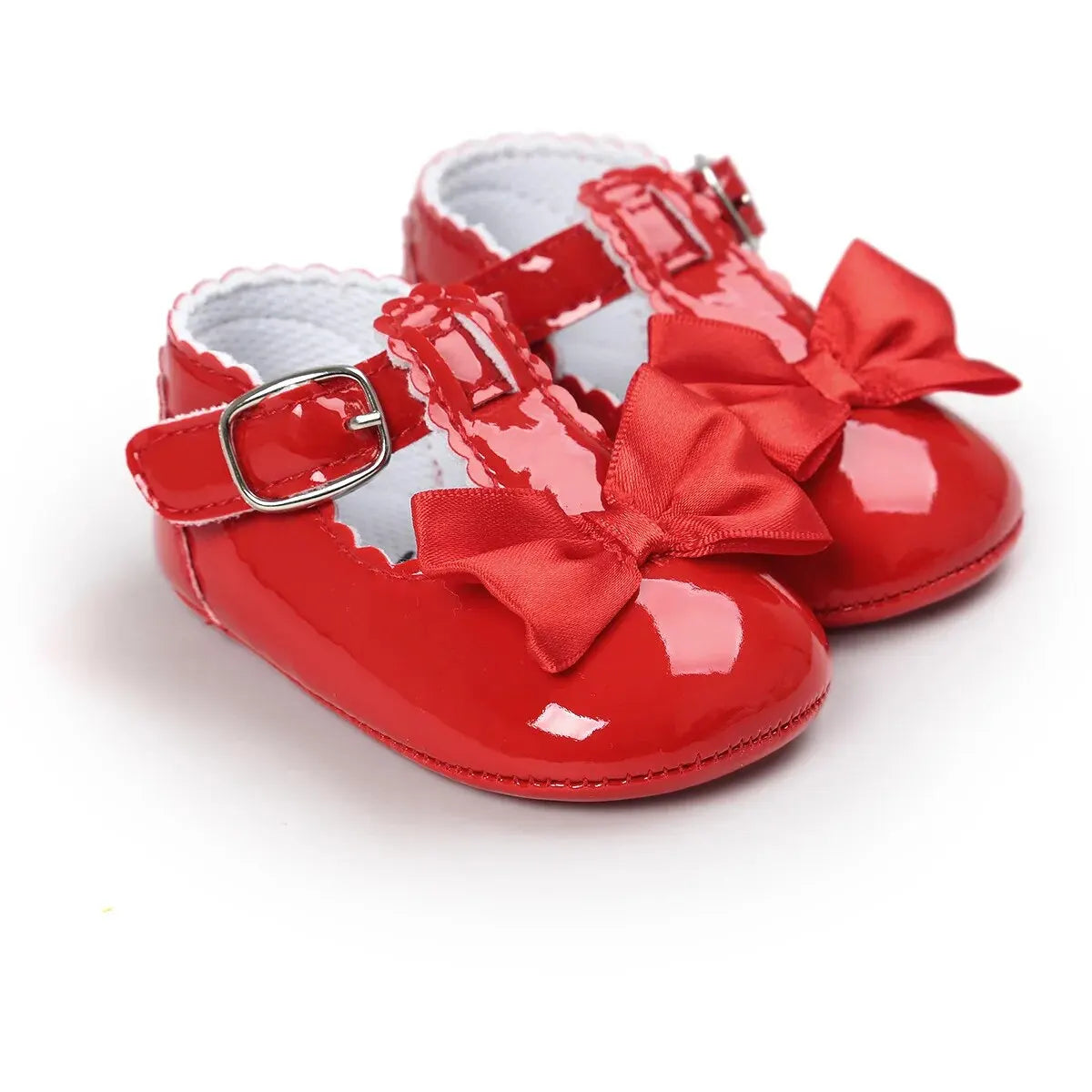 Meckior Baby Girls Shoes Classic Bowknot Rubber Sole Anti-slip PU Girls Dress Shoes
