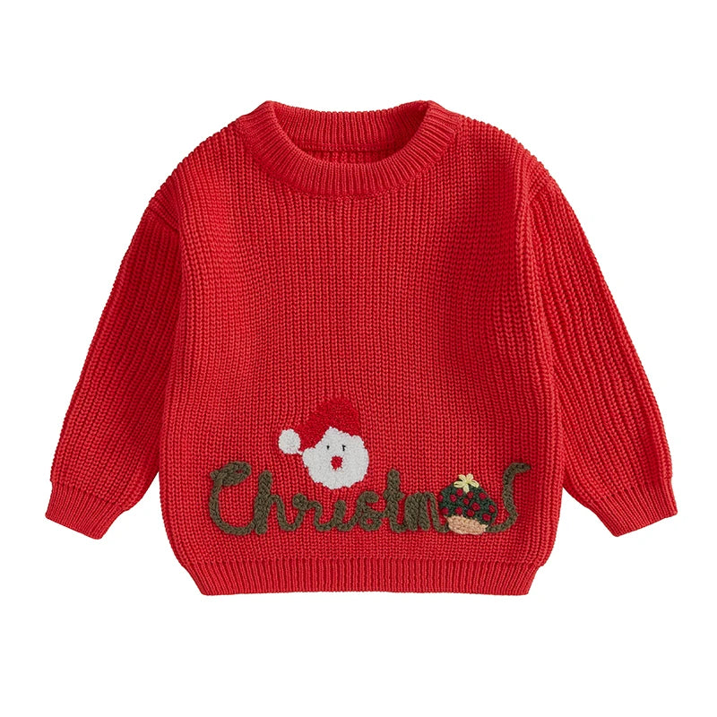 Ramiro Letter Santa Embroidery Knit Sweater - GuGuTon baby store - Baby Fashion - Toddlers Outfits - Babies Outfits - Toddler Clothes - Kids Clothing - Newborn Clothes - Newborn Wear - Kids Wear - Trending Clothes - Trending Outfits - Fall Fashion - Winter Fashion - Girls Clothes - Boys Clothes - Babies Wear - Kids Accessories - KidsWear - Summer Clothes - Summer Fashion - Summer Trend - Falls Sweaters - Tops - Bottom - Jeans - Blouse - Dresses - Newborn Dresses - Toys