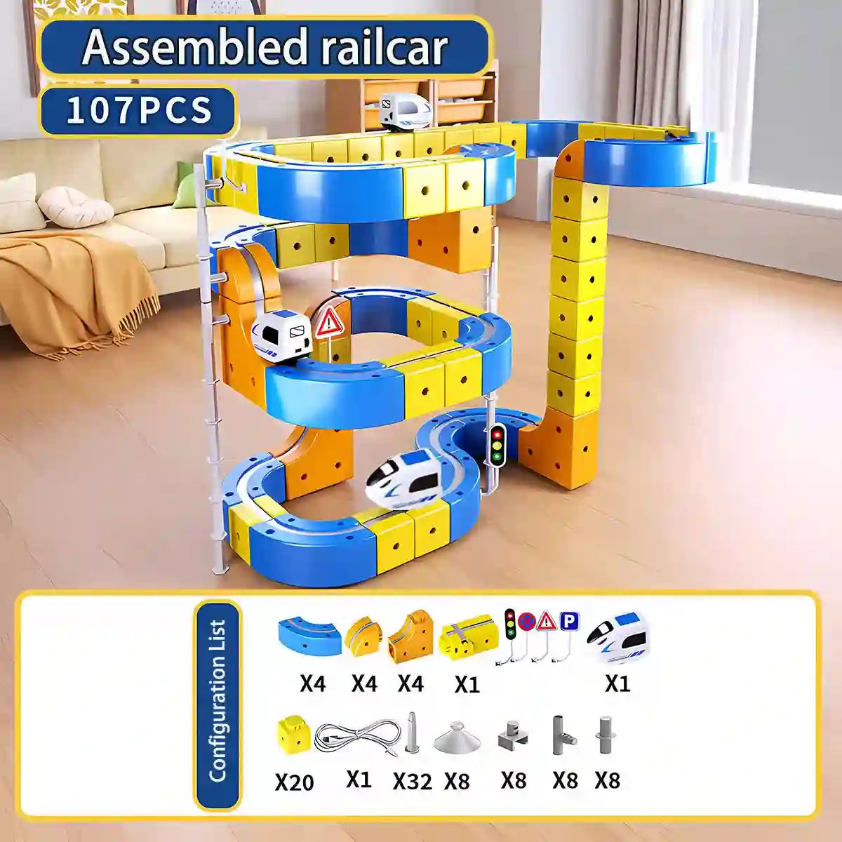 DIY Electric Magnetic Track Set With High-Speed Rail Vehicles (1-100+pieces)
