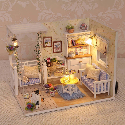 Kitten Mini Doll House 3D Puzzle Assembly Model Building Kit Creative Room