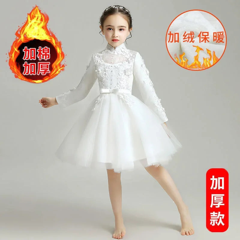 Evening Princess Girls Party White Prom Tulle Dress