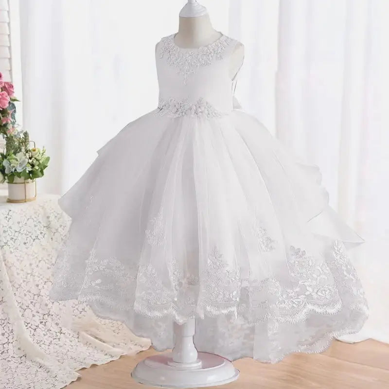 Children's Dress Girls' Open Back Lace Skirt Flower Girl Fashionable Wedding Dress