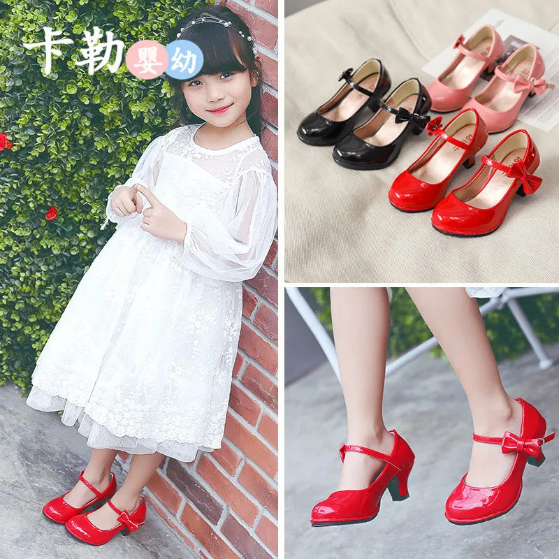 Girls Leather Shoes Autumn Bowtie Sandals 2023