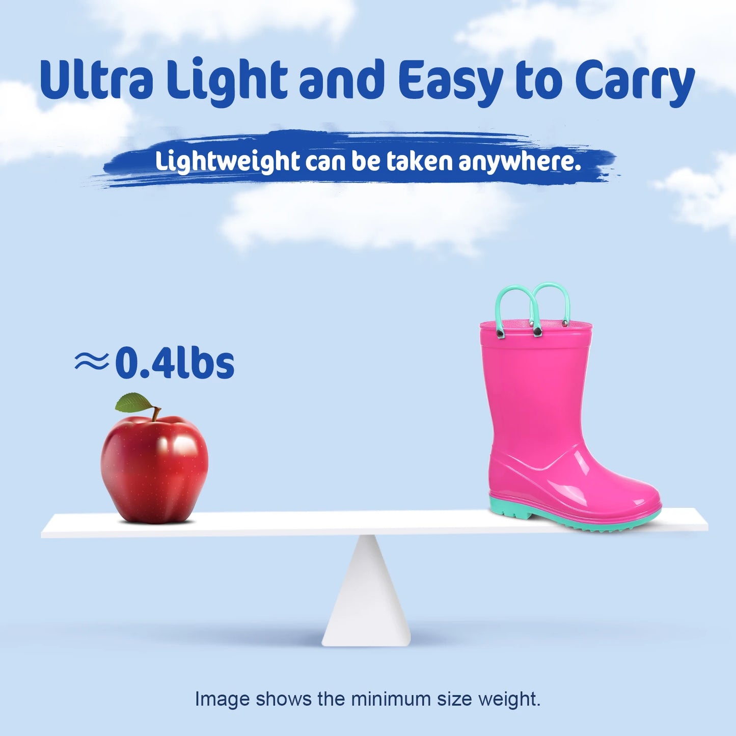 Quinn Evshine Kids Waterproof Rain Boots for Boys and Girls