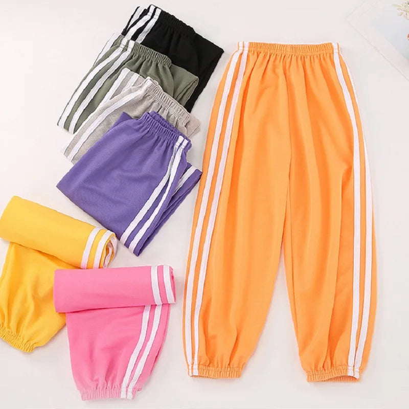 Leonardo Candy Color Side Stripe Patchwork Pants Kid Casual