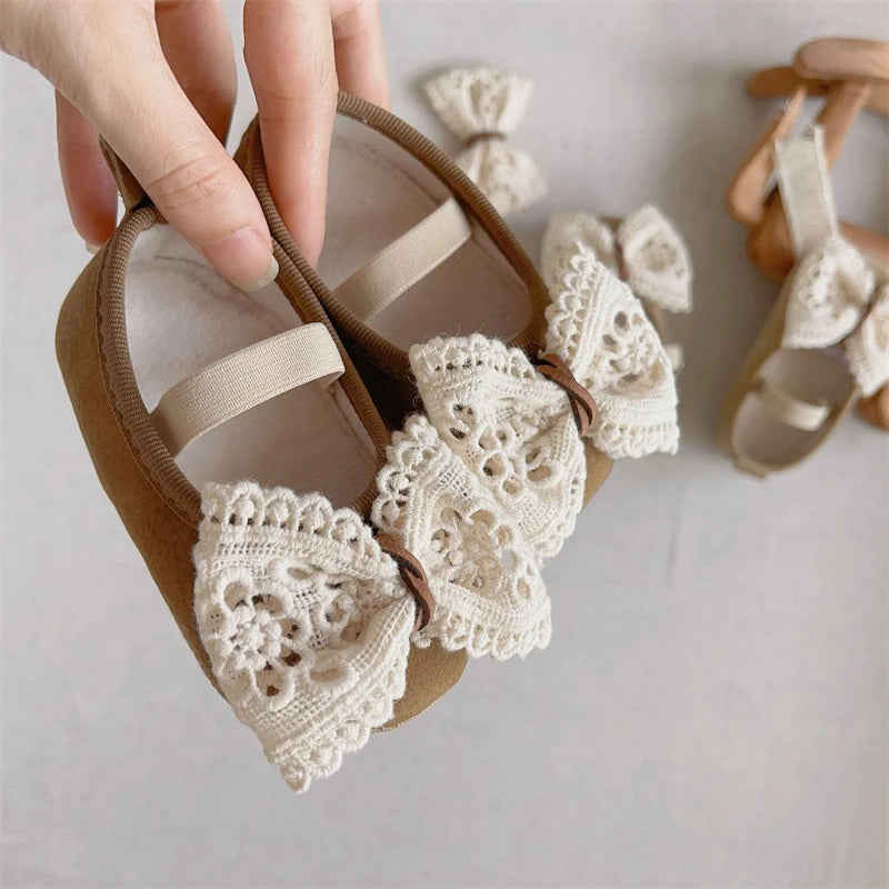 Baby Girls Shoes Autumn Winter Children Lace Bow Princess Shoes