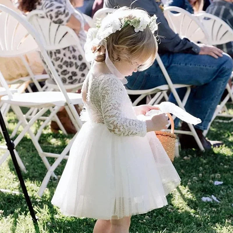 Elegant Festival Dress Lace Vacation Dress for Girls 6m To 12 Years Old