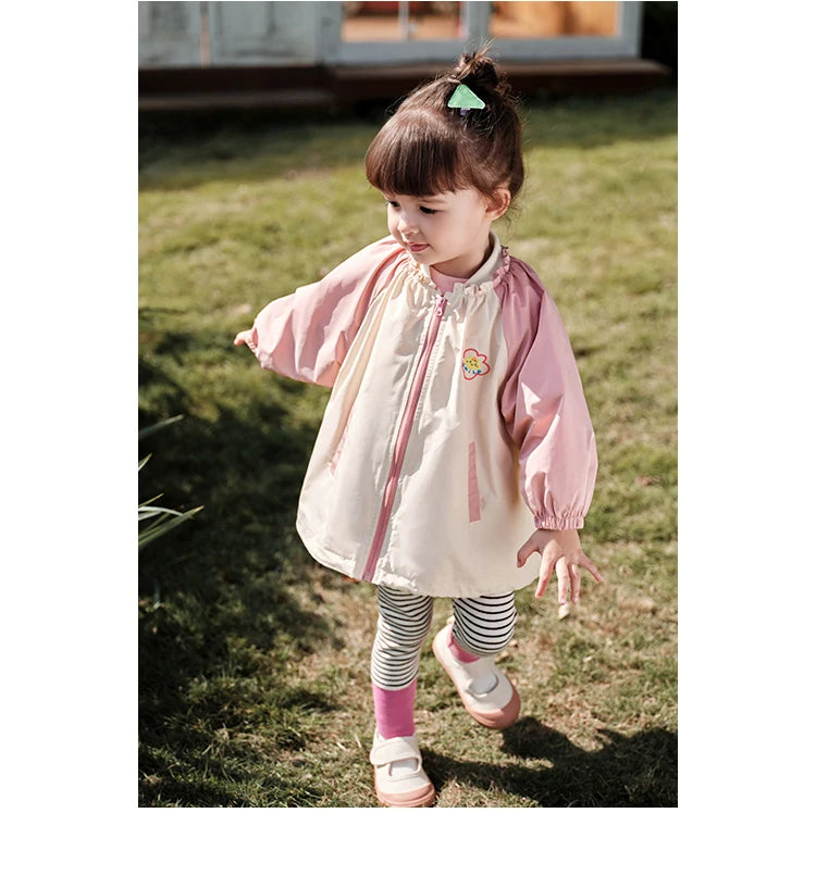 Amanda Baby Girl Outerwear Spring Contrast Cute Flower Casual