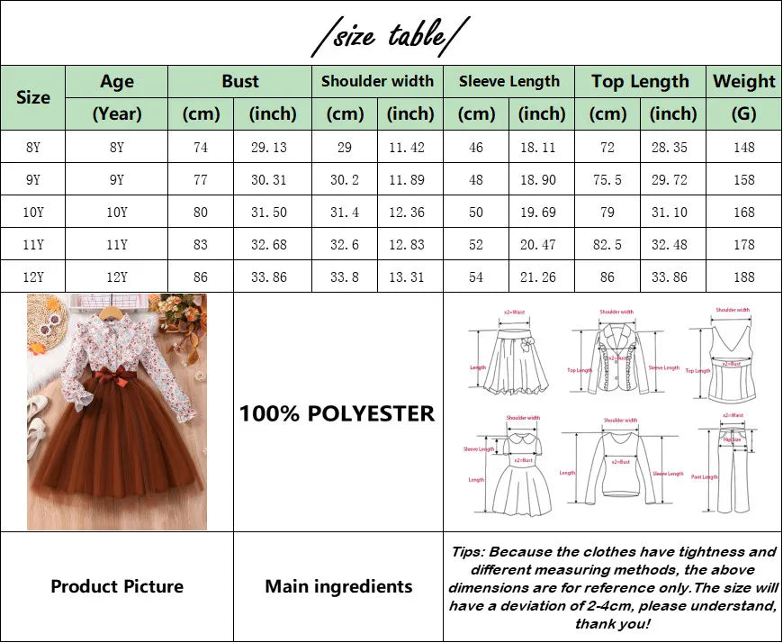 Kids Girls Dress Summer Long Sleeve Floral Gauze