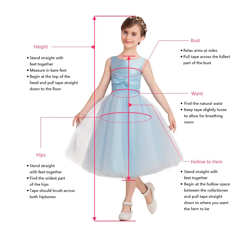 OIMG Sky Blue Ball Flower Girl Dresses Square Neck Wedding Party Dress