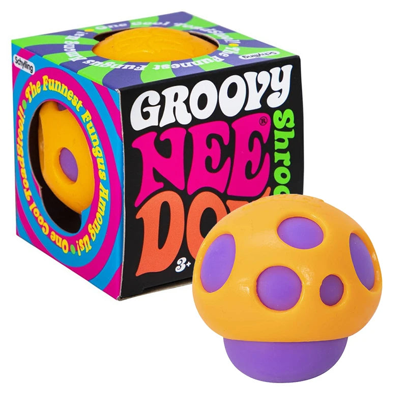 Needoh Groovy Shroom Squishy Fidget Toy Retro Mushroom Soft Stress Ball Non-toxic Anxiety Relief Calm Down Desk Accompany Toy