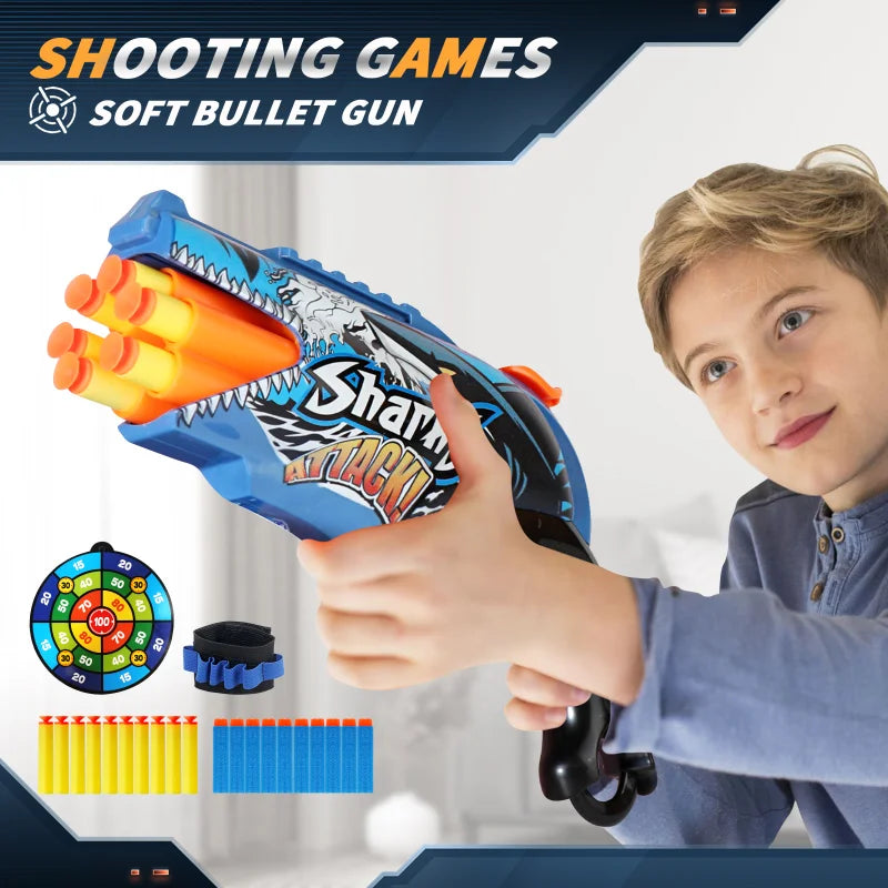 Kids Air Soft Bullet Gun Toys - Graffiti Shark Design