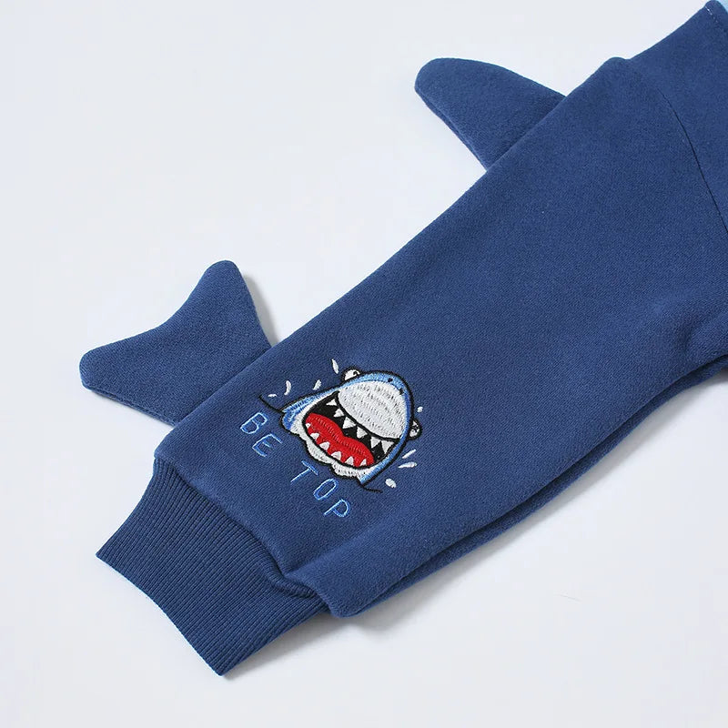 Pablo Cute Cartoon Shark Embroidery Sweater