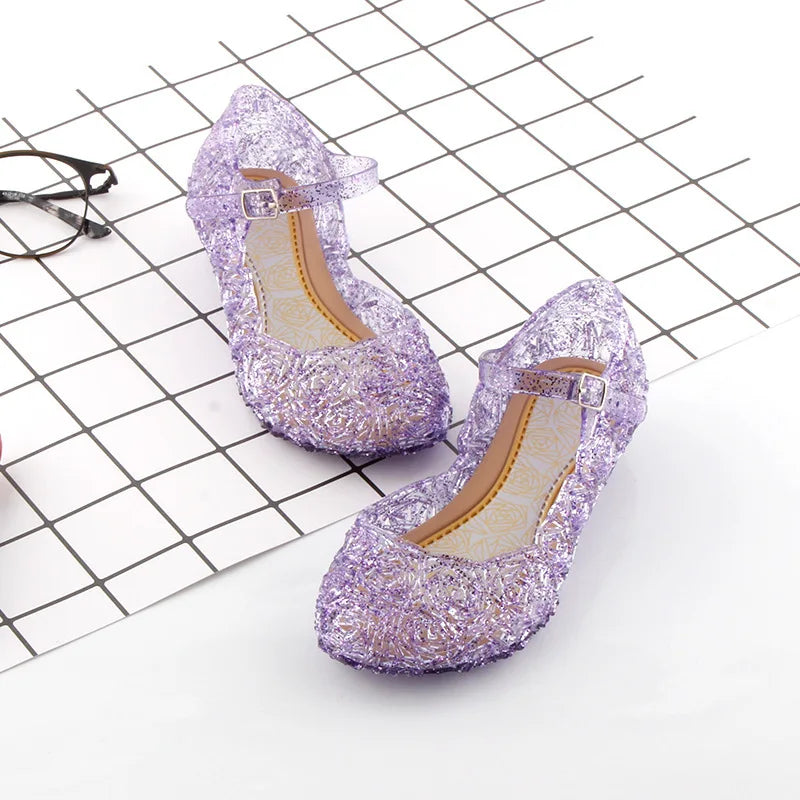 Elsa Princess Crystal Shoes for Girls 2024 New Fashion Kids Birthday Casual Sandals Shoes Baby Wedding Party Shoes