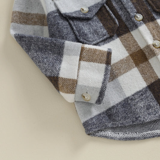 Victor Hooded Sweatshirts Casual Button Long Sleeve Plaid Outerwear