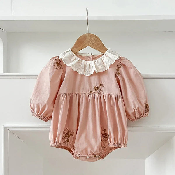 Lace Collar Flower Romper