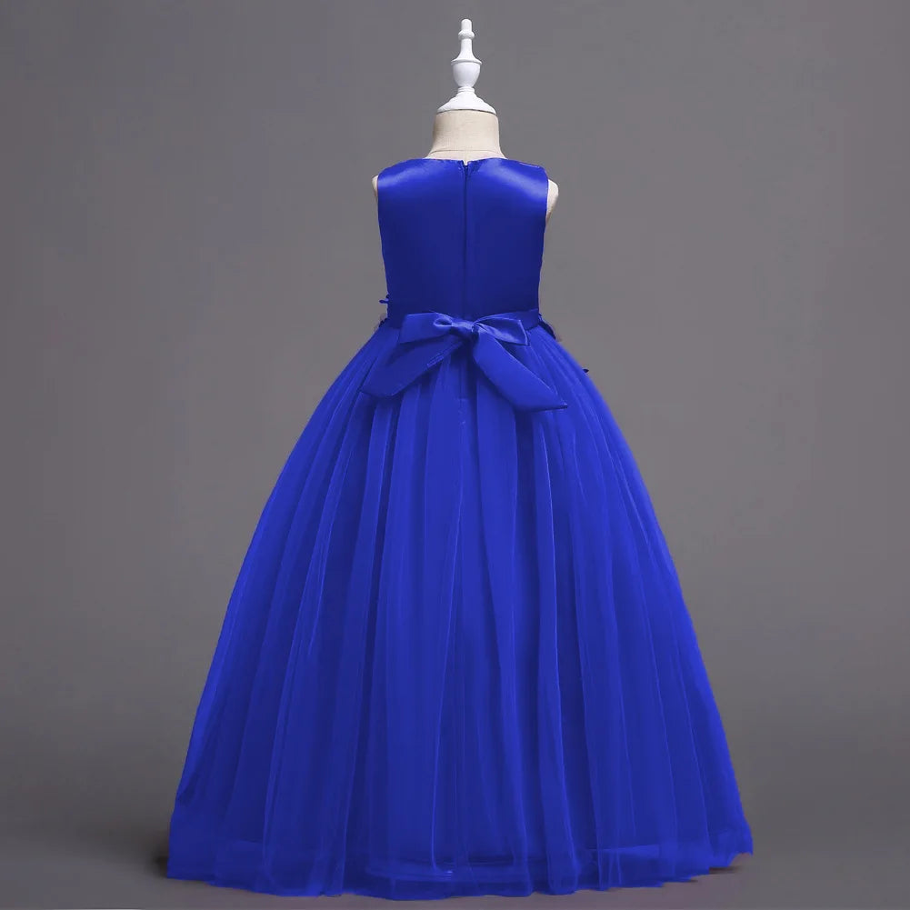 Kids Dresses For Girl Clothes Lace Flower Ball Gown Girls Long Dress For Wedding Prom Party Princess Dresses Teenage Costume