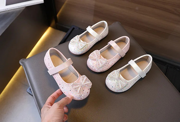 Girl Dresses Casual Shoes 2025 Spring Autumn New Children Fashion Princess Leather Shoes