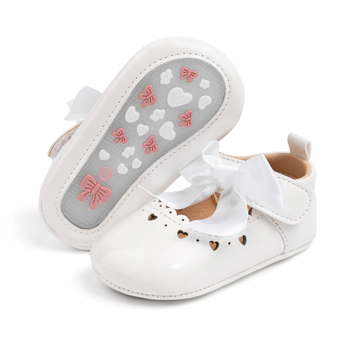 Newborn Baby Girl Shoes Soft Sole Infant Toddler Mary Jane Flats Princess Bowknot Patent Leather Dress Shoes Wedding Party Gift