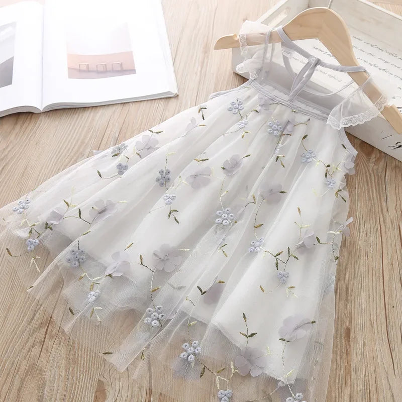 Girls Sweet Dresses Summer Baby Girl Princess Dress Lace Embroidery Design Flower Girl Dress